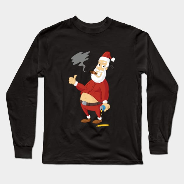 Drunk Santa Claus Long Sleeve T-Shirt by zoljo